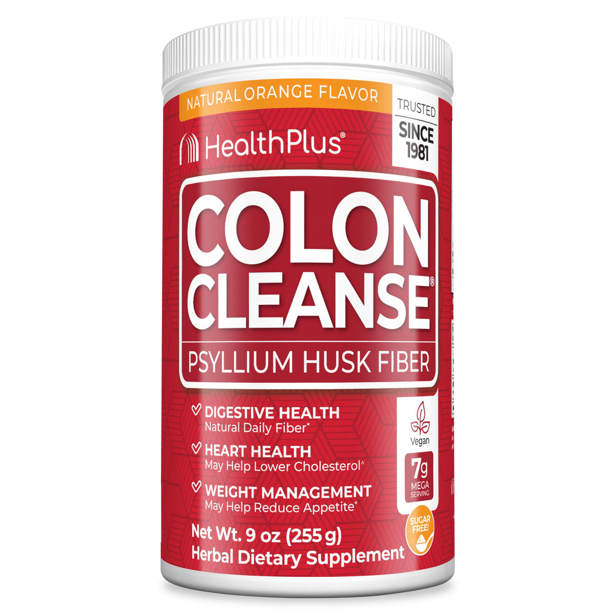 Health Plus Colon Cleanse Psyllium Husk Fiber Powder, 12 oz, 48 Servings | Gluten free daily fiber powder; supports the body's natural detoxification process, regularity, and digestive wellness