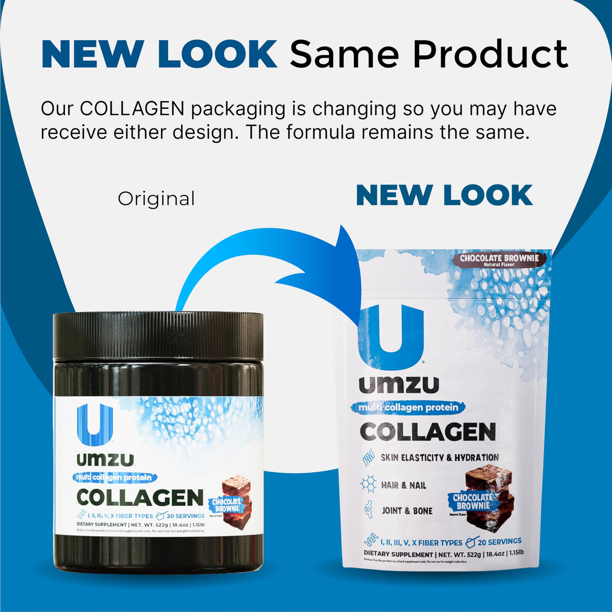 UMZU zuCollagen Collagen Peptides Powder, Unflavored | 5 Collagen Types I, II, III, V and X, Hydrolyzed Collagen Peptides, Hair, Skin, Joint and Daily Recovery Support