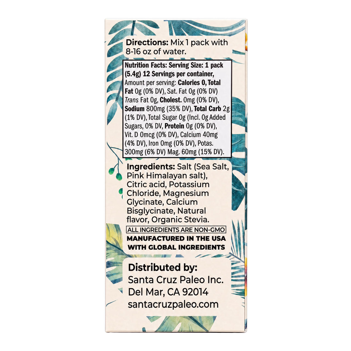 Santa Cruz Paleo Electrolyte Powder Sticks, Acai, Magnesium, Potassium, 12 Servings