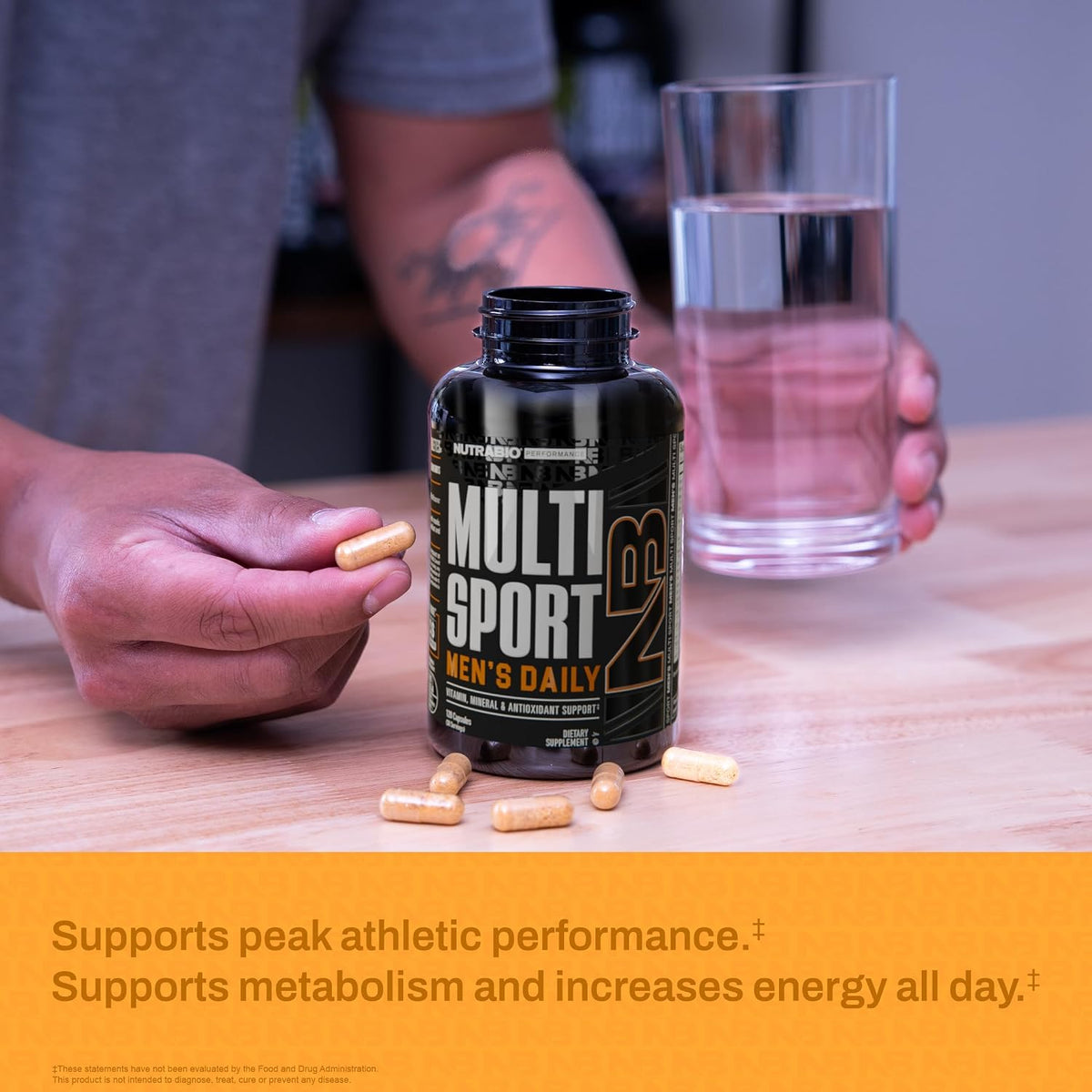 NutraBio Multisport for Men - Mens MultiVitamin - 33 Vitamins, Minerals, Micronutrients - Rich in Antioxidants - Supports Peak Athletic Performance, Energy, Metabolism (120 Vegetable Capsules)