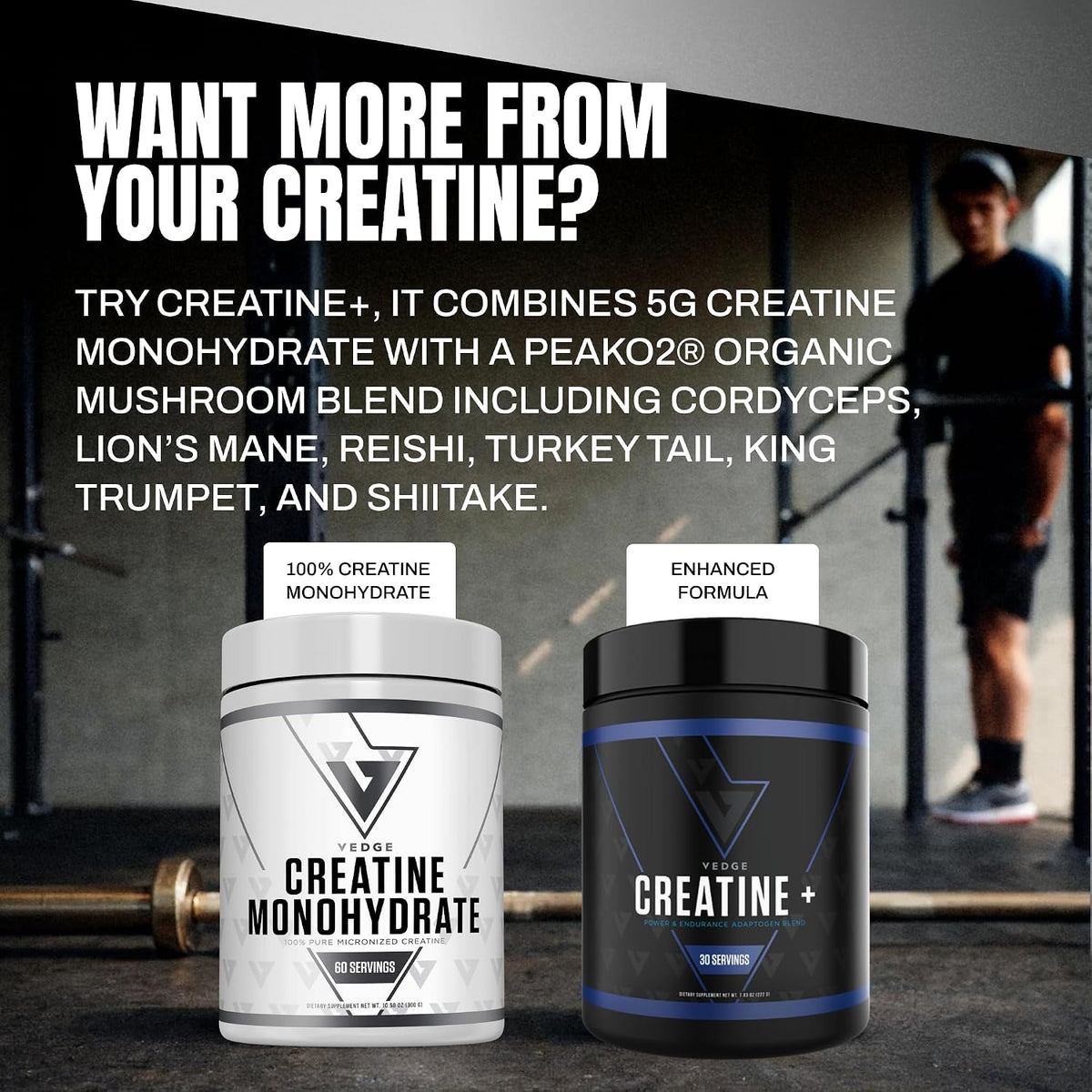 VEDGE Creatine Monohydrate, Micronized Creatine Monohydrate, Unflavored | 5 g Creatine Monohydrate, Micronized Formula For Women And Men Supporting Strength And Daily Training Performance, 30 Srv