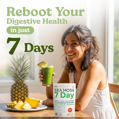 Atlantic Naturals Liver Cleanse Detox – 7 Day Sea Moss Liver, Gallbladder & Kidney Cleanse Drink Mix with Milk Thistle, Dandelion Root, Burdock & Chanca Piedra – Pineapple Flavor, 14 oz