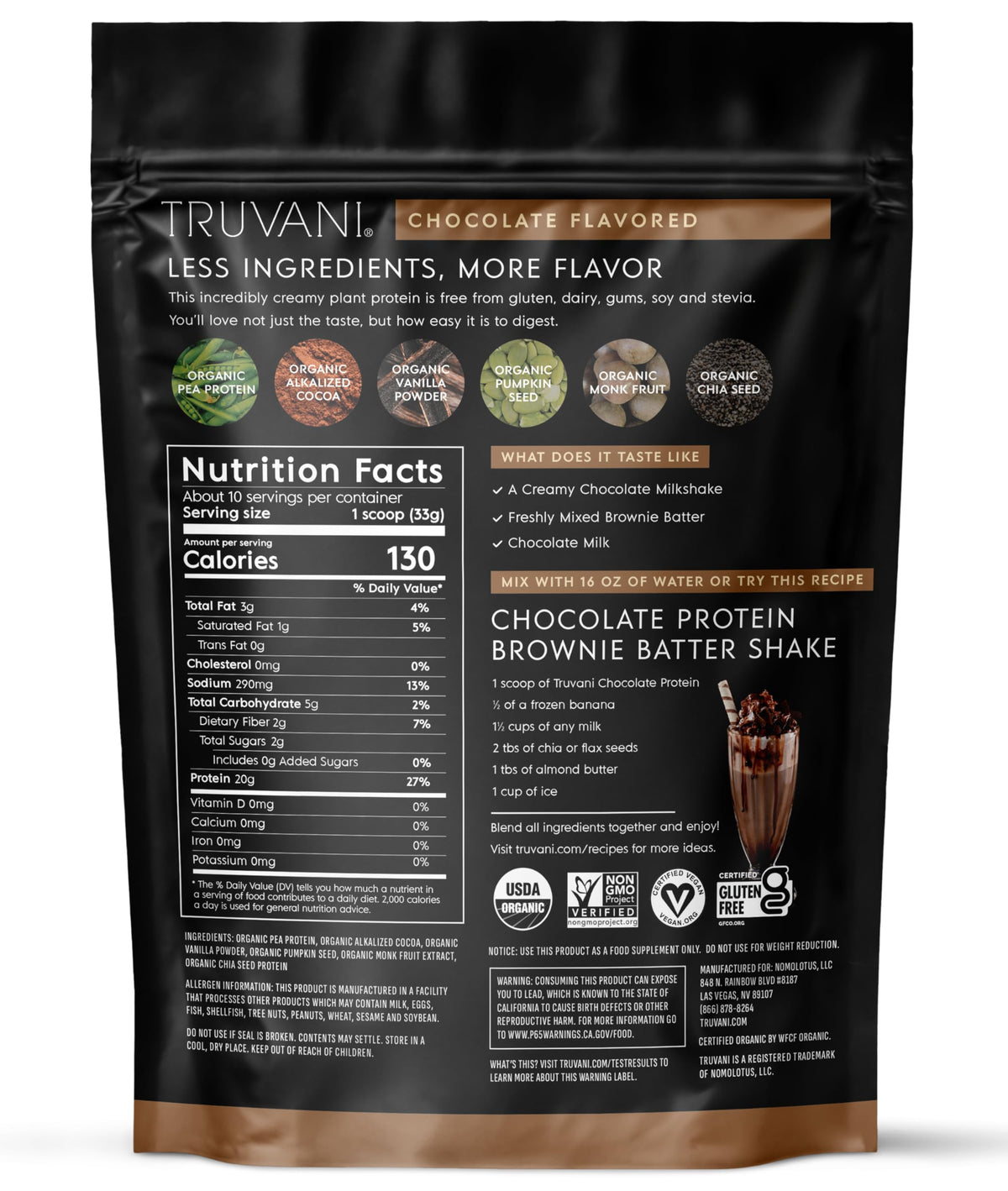 Truvani Organic Plant Based Protein Powder | Vanilla Chai | 10 Servings | Vegan | 20g Pea Protein | Keto | Gluten & Dairy Free | Low Carb | No Added Sugar