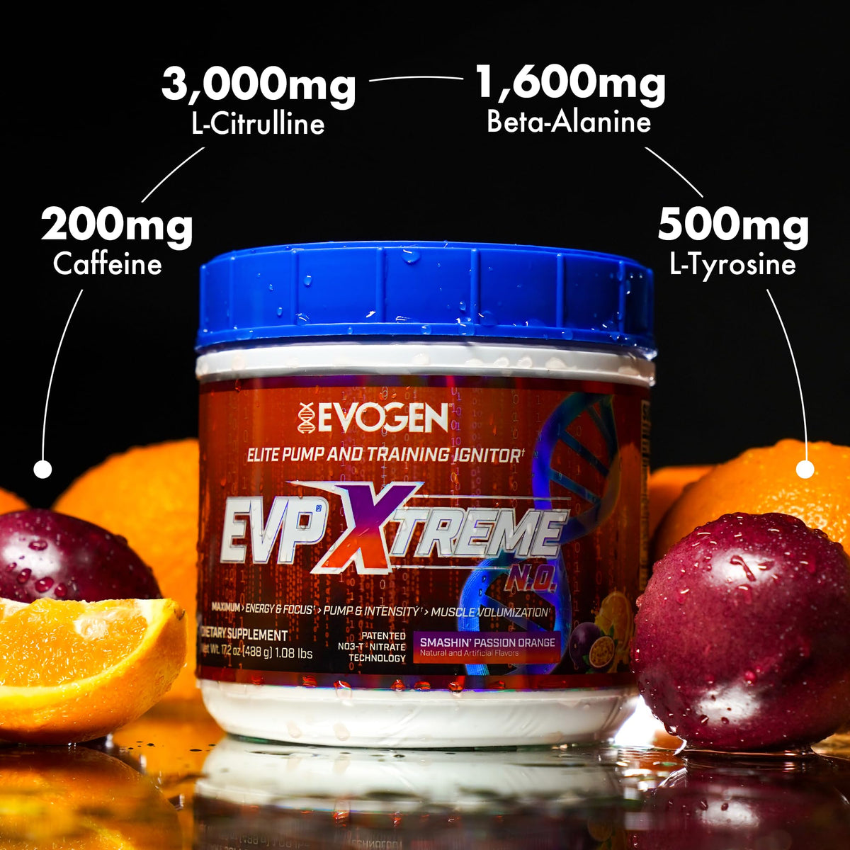 Evogen EVP Xtreme NO Pre-Workout for Men & Women | Sour Candy | 40 Servings | Arginine nitrate, L-citrulline, beta-alanine, creatine and coconut water; caffeine and yohimbe for energy and pumps