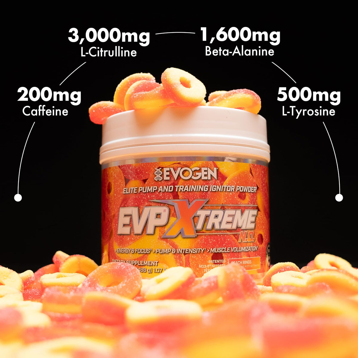 Evogen EVP Xtreme NO Pre-Workout for Men & Women | Sour Candy | 40 Servings | Arginine nitrate, L-citrulline, beta-alanine, creatine and coconut water; caffeine and yohimbe for energy and pumps