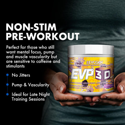 Evogen EVP 3D Stim Free Pre-Workout | Citrus Candy | 40 Servings | Arginine nitrate, L-citrulline, beta-alanine and creatine with lion's mane, L-tyrosine and DMAE for pumps and focus