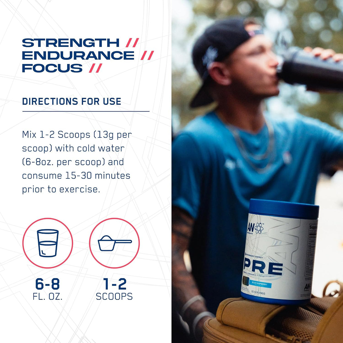 AN Performance Pre-Workout Powder Supplement for Men & Women | Energy Drink Mix with 300mg Caffeine + Beta Alanine + Citrulline | Third-Party Tested | Fruit Punch | 30 Servings