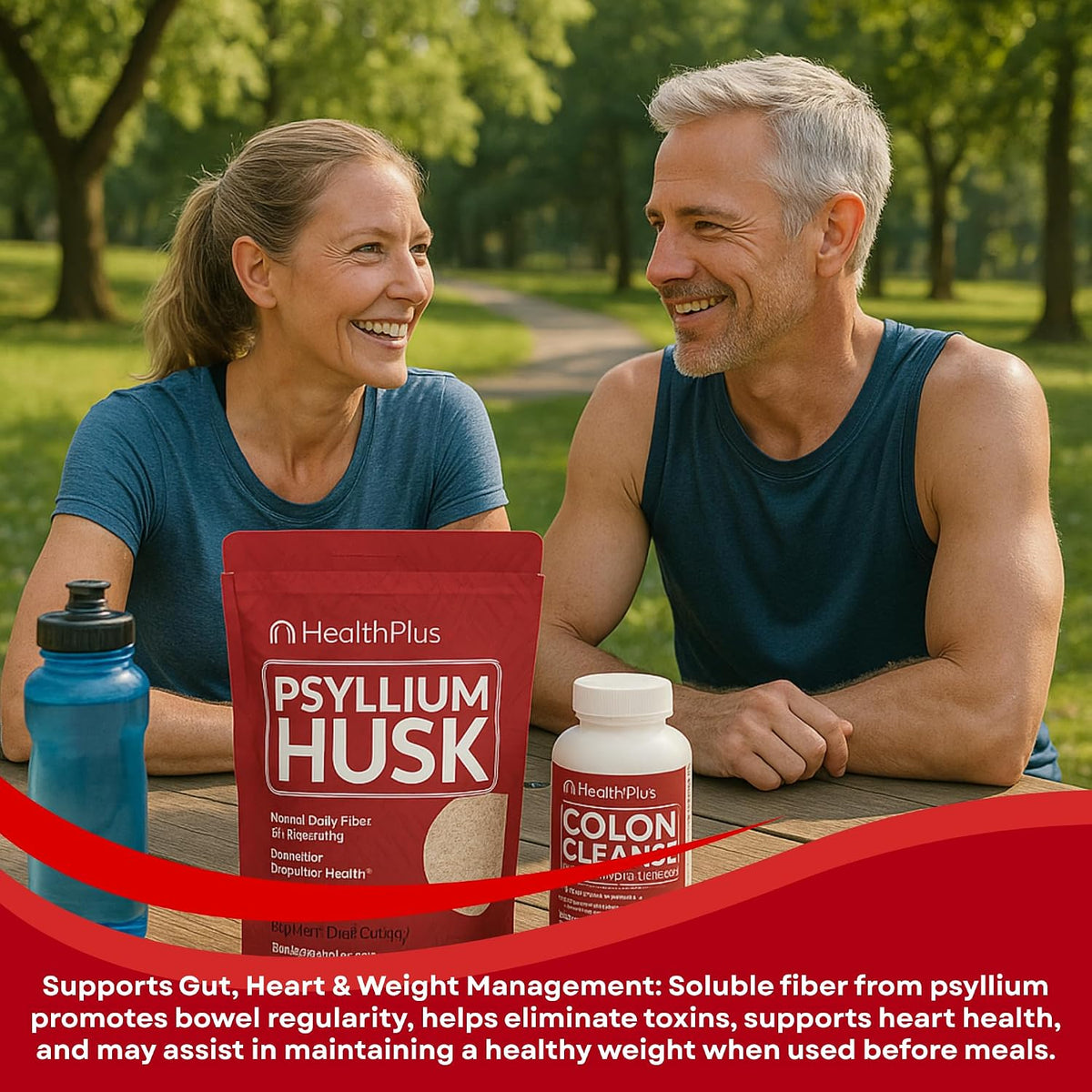 Health Plus Fiber & Cleanse Bundle – Psyllium Husk Powder & Colon Cleanse Capsules for Daily Detox, Constipation Relief, Gut Health & Heart Support – Natural Fiber Supplement Duo