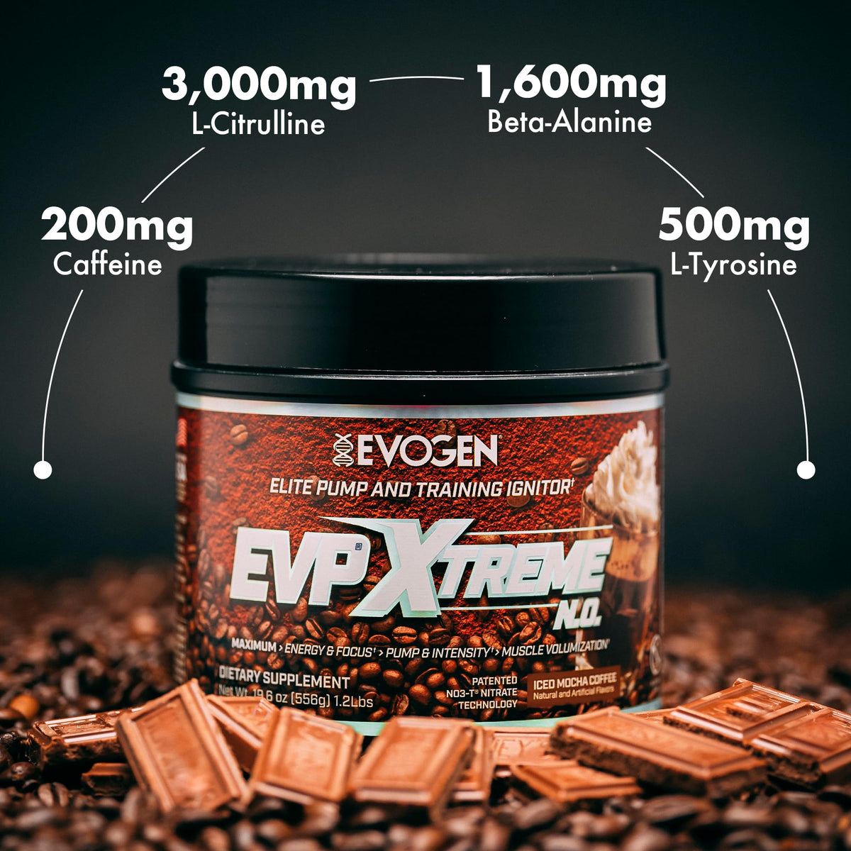 Evogen EVP Xtreme NO Pre-Workout for Men & Women | Sour Candy | 40 Servings | Arginine nitrate, L-citrulline, beta-alanine, creatine and coconut water; caffeine and yohimbe for energy and pumps