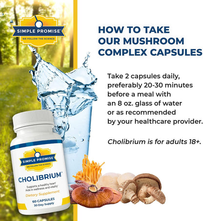 Cholibrium and CardioClear7 Bundle - Daily Energy - Mushroom Complex, CoQ10 | Mushroom-CoQ10 Pair, For Steady Daily Vitality, With Cordyceps and Shilajit, Three Capsules Daily, 30 Day Supply, Vegan