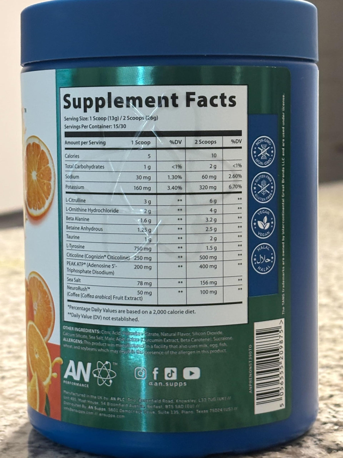 AN Performance Pre-Workout Powder Supplement for Men & Women | Energy Drink Mix with 300mg Caffeine + Beta Alanine + Citrulline | Third-Party Tested | Fruit Punch | 30 Servings