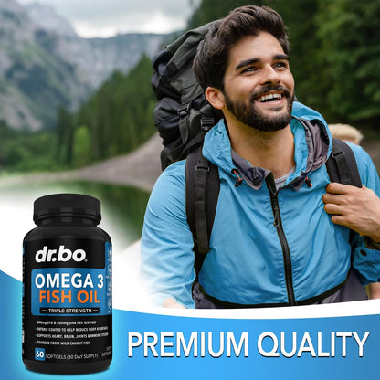 Omega 3 Fish Oil Supplements - Triple Strength Fish Oil Omega 3 Supplements 2000mg EPA DHA Women Men - Triple Strength Natural Omega3 Supplement 2000mg EPA DHA Fatty Acids 1000mg Burpless 60 Softgels
