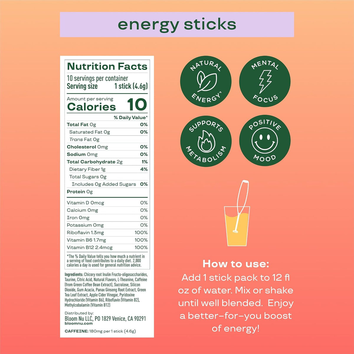 Bloom Energy Sticks Peach Mango and Hydration Sticks Rocket Blast Bundle