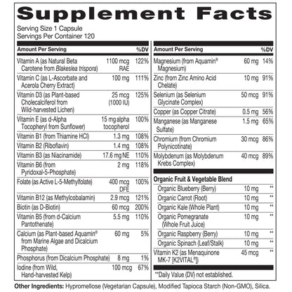 NATURELO Mens Multivitamins for Men 50+ - One Daily Multivitamin for Men with Vitamins, Minerals & Organic Whole Foods, Boost Energy & Health, Non-GMO, 60 Vegetarian Capsules