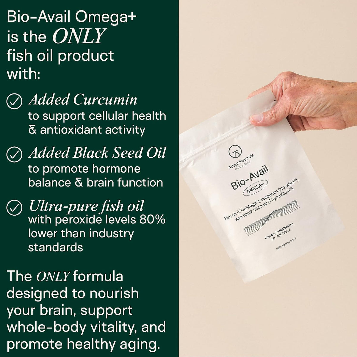 Adapt Naturals Daily Essentials Bundle – Bio-Avail Omega+ Fish Oil with Curcumin & Black Seed & Bio-Avail Multivitamin for Men & Women – 30-Day Supply
