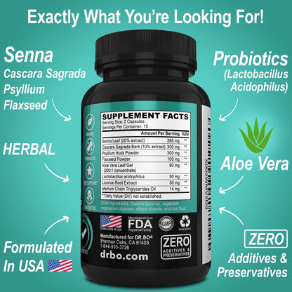 Colon Cleanser Detox for Weight Flush - 15 Day Intestinal Cleanse Pills & Probiotic - Fast Natural Laxative for Constipation Relief - Bowel Movement Supplements for Stomach Bloating, Gut Loss Support