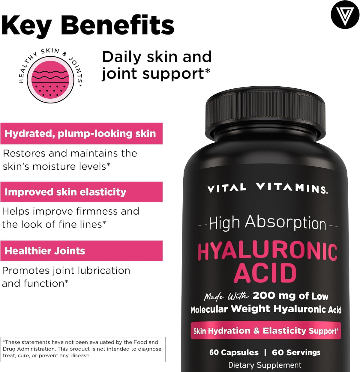 Vital Vitamins Multi-Collagen Plus 150 ct + Hyaluronic Acid Capsules 60 ct