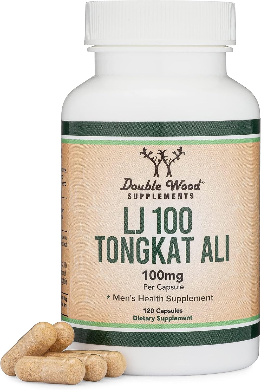 LJ100 Tongkat Ali for Men (120 Capsules) - Only Clinically Proven and Patented Men's Heath Supplement Tongkat Ali Formula (LJ100 Std to 40% Glycosaponins, 22% Eurypeptides) by Double Wood
