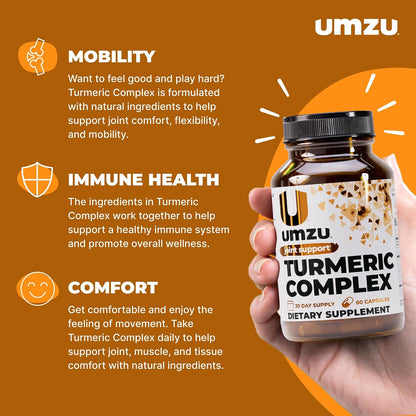 UMZU Turmeric Curcumin Supplement, 30 Day Supply | Bromelain, Boswellia and BioPerine Black Pepper, Joint Support, Immune Support, Antioxidant Support, Daily Wellness