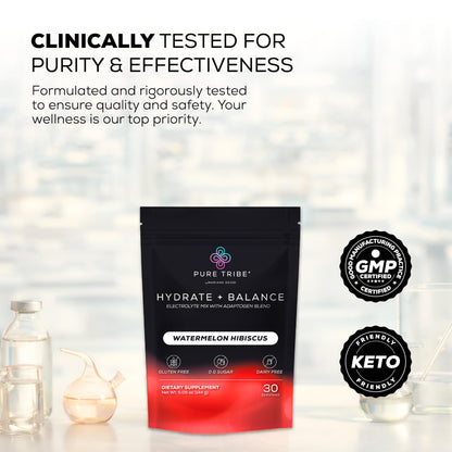 Instant Hydration Electrolytes Powder Packets with Magnesium & Salt – Zero Sugar Hydration Packets with 6 B Vitamins & Adaptogens – Mixed Berry Electrolyte Drink Mix – 30 Servings