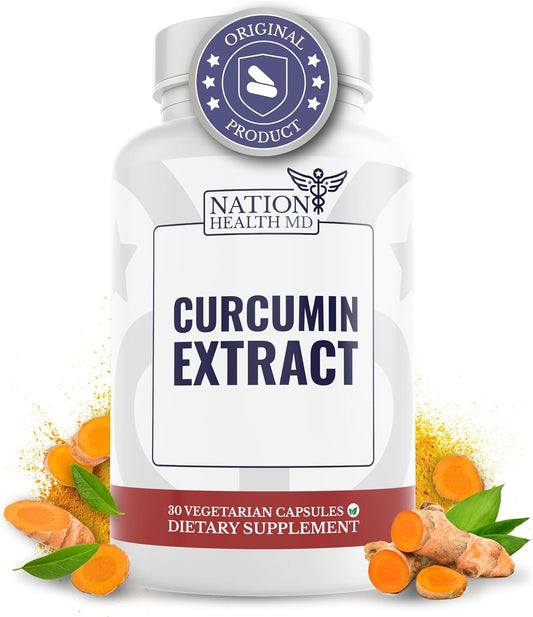 Suplement Product​Curcumin Extract Supplement for Joint & Immune Support | Curcumin Extract 500mg, 39x More Bioavailable, Full Spectrum Curcugen, 30 Days Supply, 30 Capsules - PureBliss USA