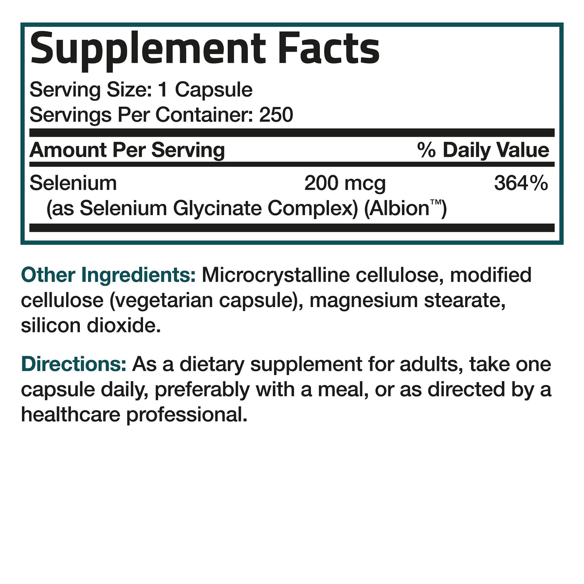 Bronson Selenium 200 mcg – Yeast Free Chelated Amino Acid Complex - Essential Trace Mineral with Superior Absorption, 250 Vegetarian Capsules