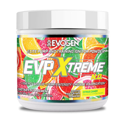 Evogen EVP Xtreme NO Pre-Workout for Men & Women | Sour Candy | 40 Servings | Arginine nitrate, L-citrulline, beta-alanine, creatine and coconut water; caffeine and yohimbe for energy and pumps