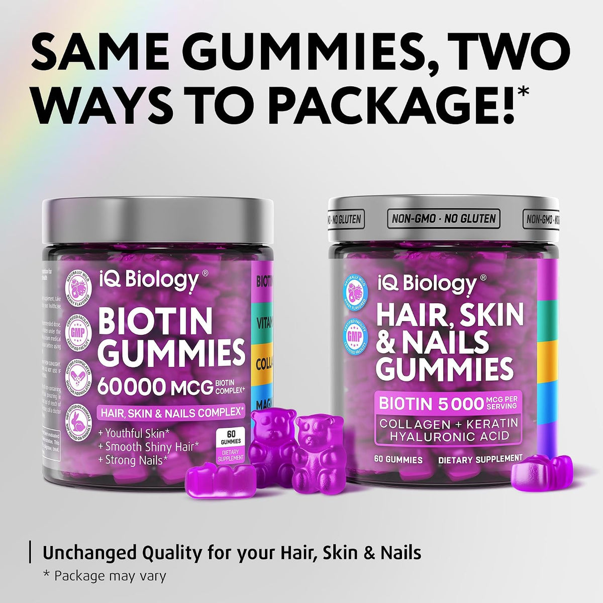 Biotin Gummies for Hair, Skin & Nails - Hair Growth Vitamins Women & Men | 60 pcs - Extra Strength Biotin (Vitamin B7), Collagen, Keratin & DHT Blocker