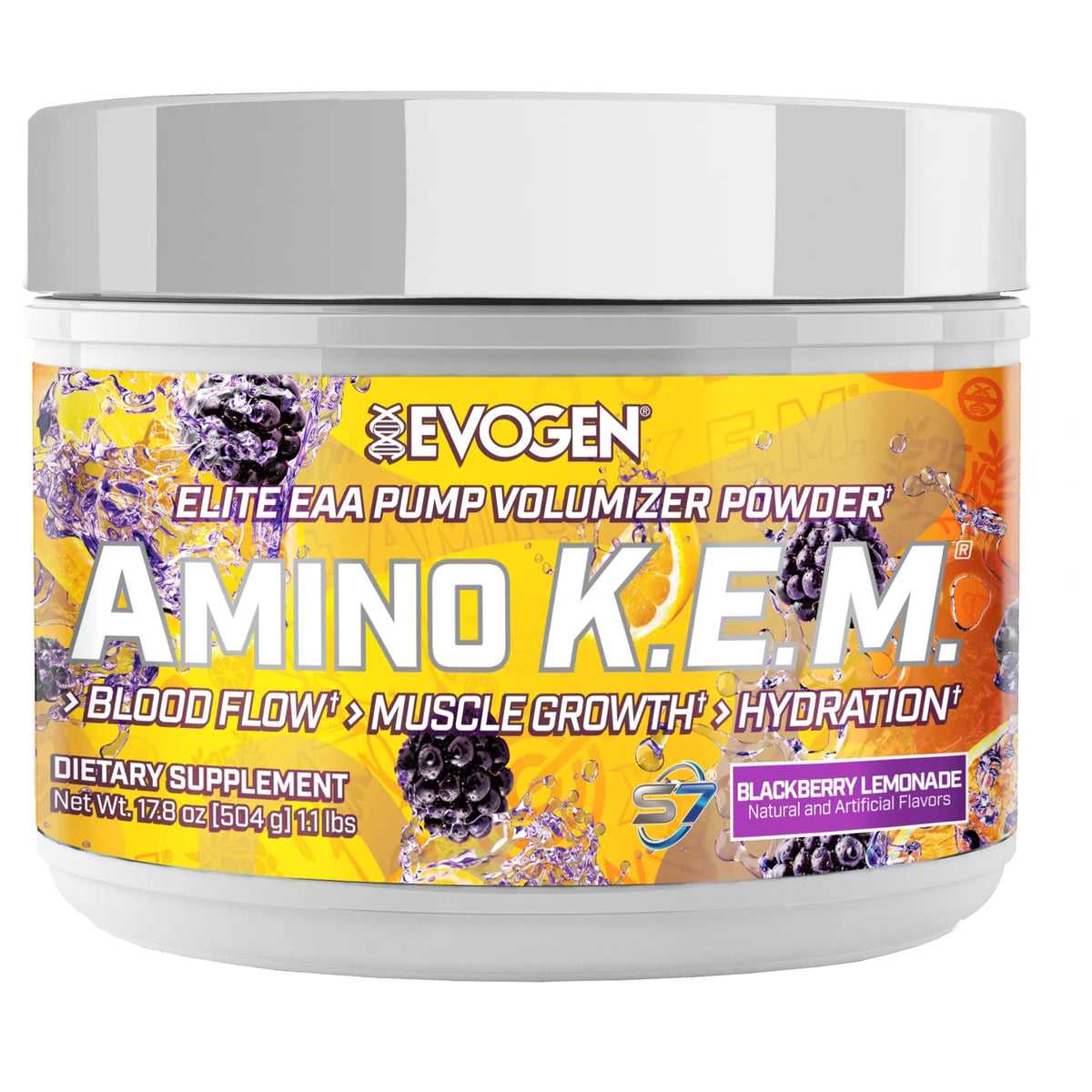 Evogen Amino K.E.M. EAA & BCAA | Tropic Thunder | 30 Servings | S7 nitric oxide blend with betaine anhydrous, coconut water and leucine for blood flow, muscle growth, hydration and recovery