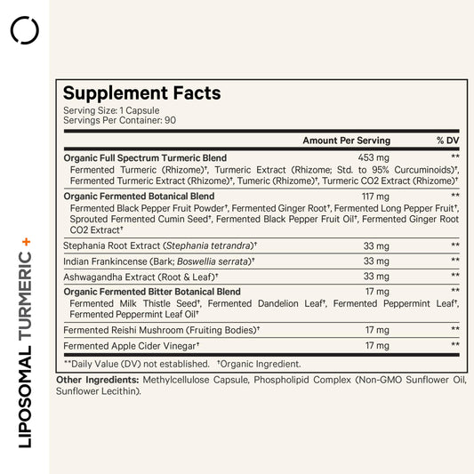 Codeage Organic Turmeric Supplement - 95% Curcumin Extract Pills - Liposomal Fermented Botanical Blend Black Pepper, Ashwagandha, Ginger, Stephania, Boswelia,
