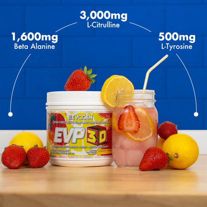 Evogen EVP 3D Stim Free Pre-Workout | Citrus Candy | 40 Servings | Arginine nitrate, L-citrulline, beta-alanine and creatine with lion's mane, L-tyrosine and DMAE for pumps and focus