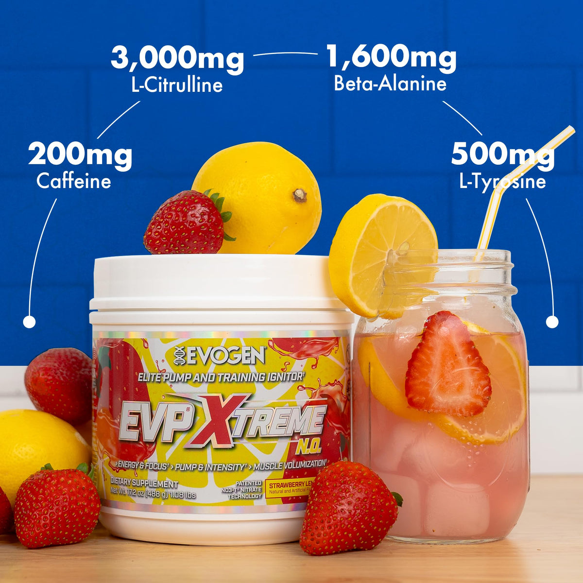 Evogen EVP Xtreme NO Pre-Workout for Men & Women | Sour Candy | 40 Servings | Arginine nitrate, L-citrulline, beta-alanine, creatine and coconut water; caffeine and yohimbe for energy and pumps