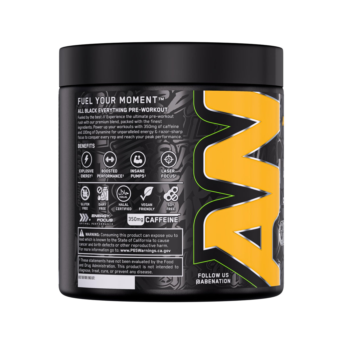 All Black Everything Pre-Workout Powder | Preworkout Energy Drink Mix | 350mg Caffeine | Beta Alanine & Citrulline | Energy Supplement for Men & Women | Baddy Berry | 30 Servings