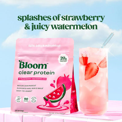 Bloom Strawberry Watermelon Clear Protein and Strawberry Watermelon Energy Packets Bundle