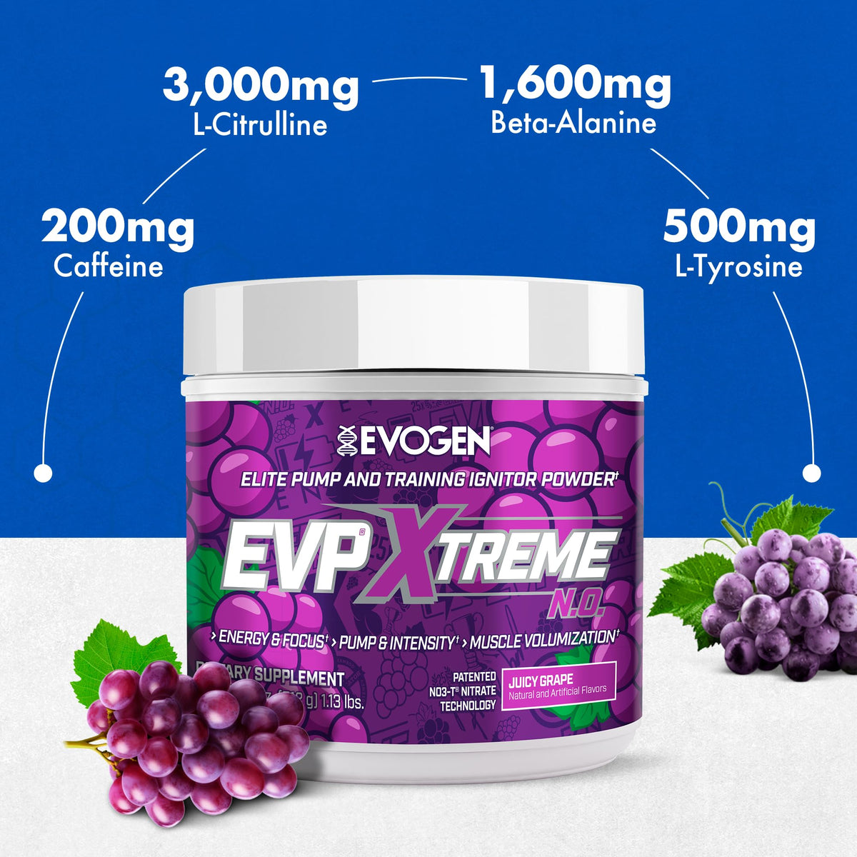 Evogen EVP Xtreme NO Pre-Workout for Men & Women | Sour Candy | 40 Servings | Arginine nitrate, L-citrulline, beta-alanine, creatine and coconut water; caffeine and yohimbe for energy and pumps