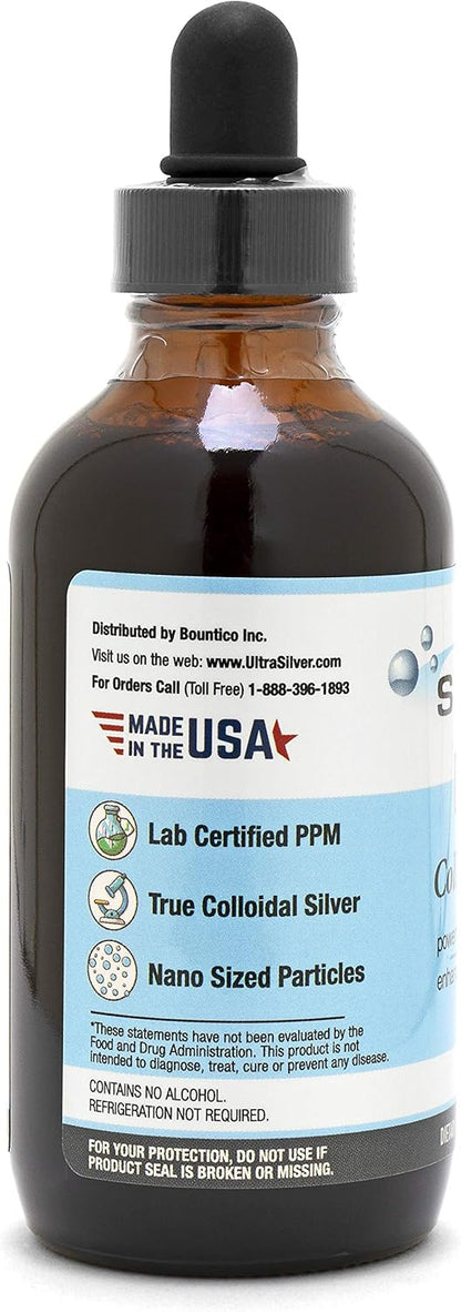 Ultra Silver® Colloidal Silver | 500 PPM, 4 Oz (118mL) | Mineral Liquid Supplement | True Colloidal Silver - with Dropper
