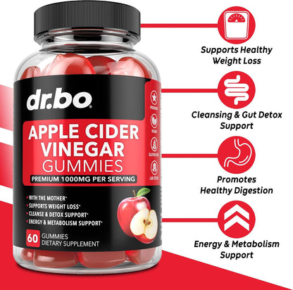 ACV Apple Cider Vinegar Gummies - Natural Support for Advanced Weight Loss, Detox, Cleansing, Digestion Plus Gut Health - ACV Gummies Supplements with 1000MG Apple Cider Vinegar Gummy with The Mother
