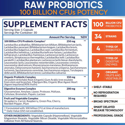Wholesome Wellness 100 Billion CFUs with Prebiotics and Organic Probiotics 100 Billion CFU for Men and Women Bundle
