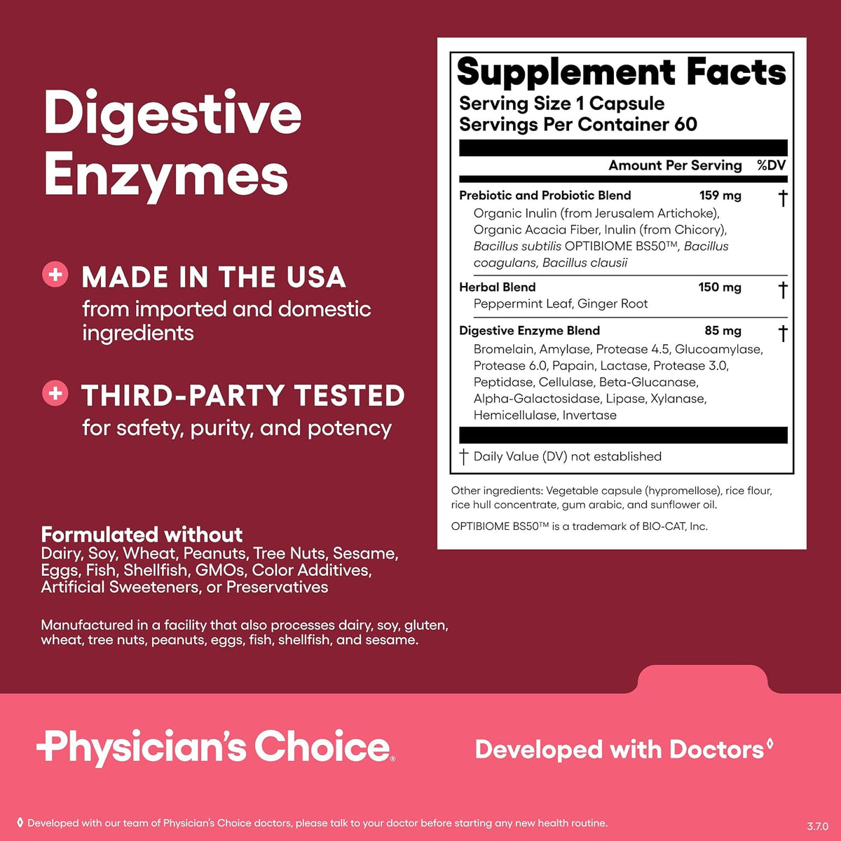 Physician's CHOICE Gut Guardian Bundle: 60 Billion Probiotic 30ct + Bloat & Gas Probiotic 30ct + Digestive Enzymes 60ct
