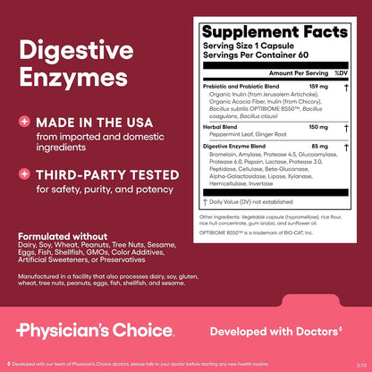 Physician's CHOICE Gut Guardian Bundle: 60 Billion Probiotic 30ct + Bloat & Gas Probiotic 30ct + Digestive Enzymes 60ct