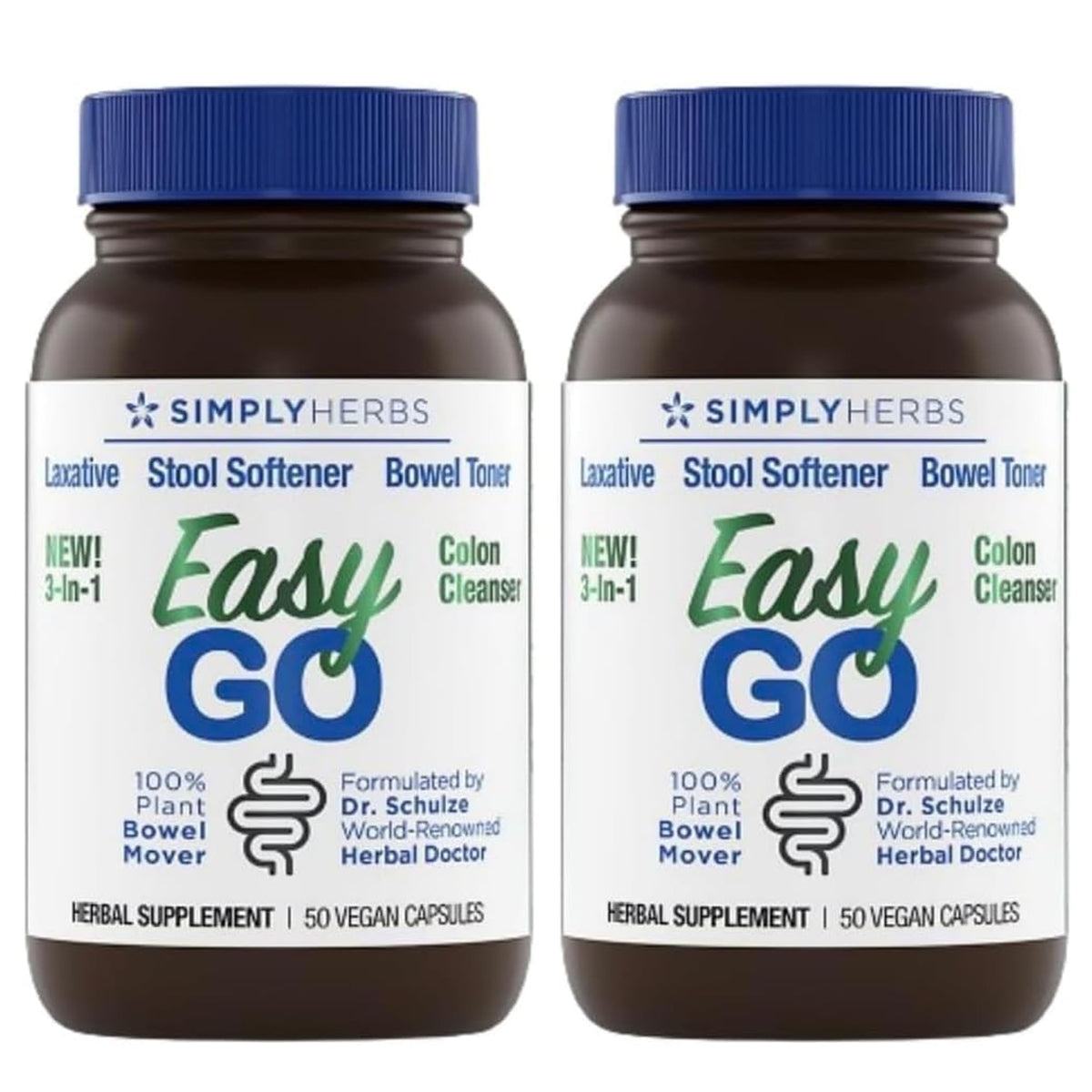 Simply Herbs Easy Go Bowel Mover - Adult Cleansing Supplement for Colon Health Support - Bowel Movement Aid - Stool Softener - Daily-Use Laxative - Plant-Based Ingredients - Vegan - 100 Count (2 Pack) Dr. Schulze'sBuy Supplements Australia