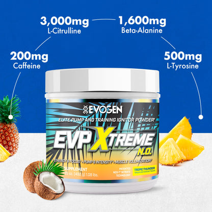 Evogen EVP Xtreme NO Pre-Workout for Men & Women | Sour Candy | 40 Servings | Arginine nitrate, L-citrulline, beta-alanine, creatine and coconut water; caffeine and yohimbe for energy and pumps