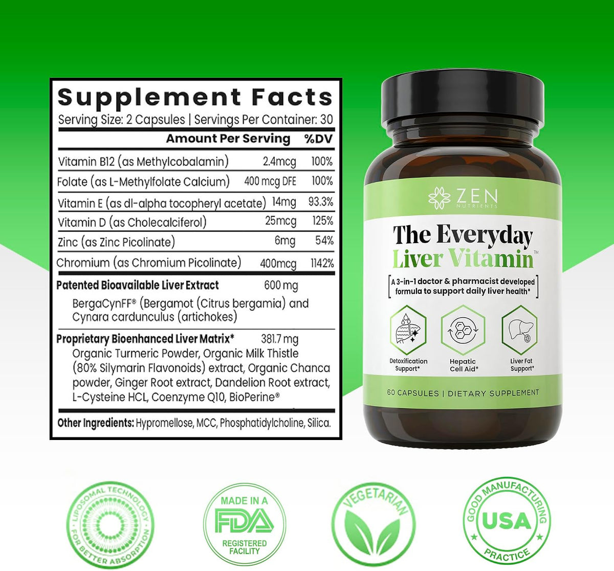 Zen Nutrients Everyday Peptide & Liver Metabolism Support Bundle - PeptideVite GLP-1 Support Vitamin for Naseau Relief & The Everyday Liver Vitamin Liver Cleanse Detox & Repair for Fatty Liver Support