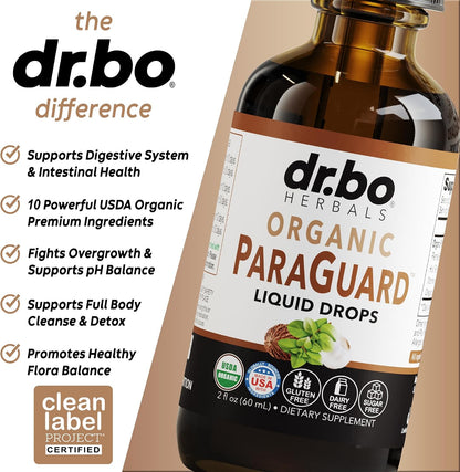 ParaGuard Cleanse Liquid Organic Detox - Organic Intestinal Guard Formula Supplement for Humans with Black Walnut Wormwood Clove & Oregano Tincture - Natural Herbal Intestine Body Gut Cleanser 2 oz