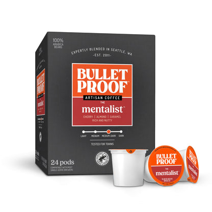 Bulletproof Original Medium-Roast Single-Serve Coffee Pods, 24 Count, 100% Arabica Beans, Clean Coffee Tested for Toxins