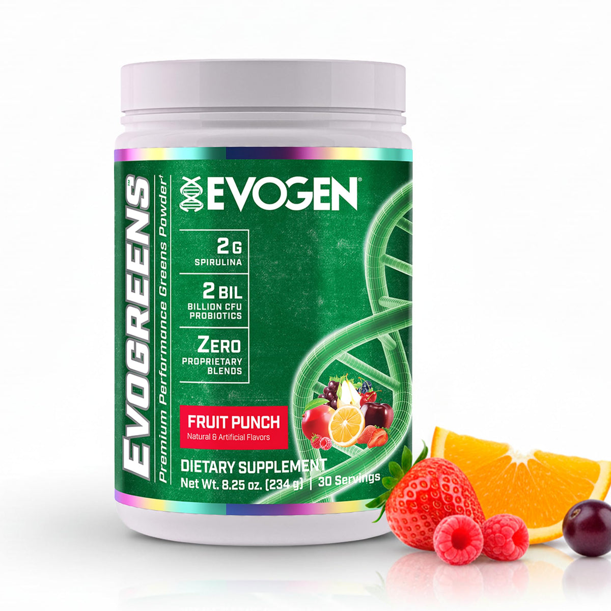 Evogen Evogreens Super Greens | Wellness | Berry | 30 Servings | Spirulina, Vitagranate pomegranate extract and Bacillus probiotics; properly dosed for recovery, detox and immune health