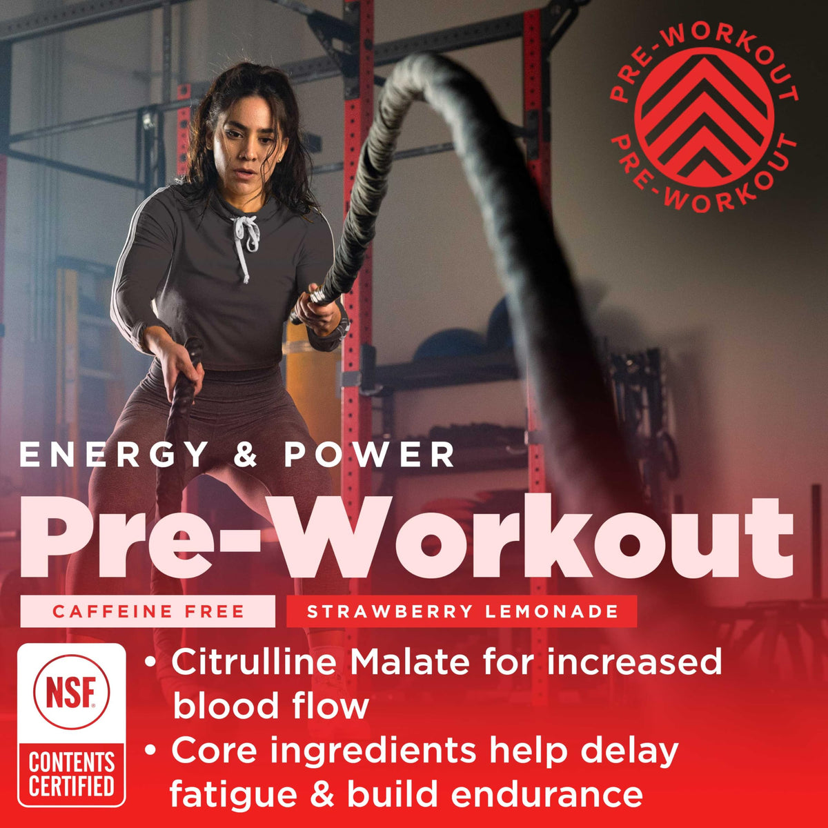 Gnarly Nutrition Natural Pre-Workout Powder, Strawberry Lemonade – NSF Sport Certified, Endurance & Recovery – Vegan Pre-Workout, Sports Nutrition – Strawberry Lemonade with Caffeine, 14.82 oz