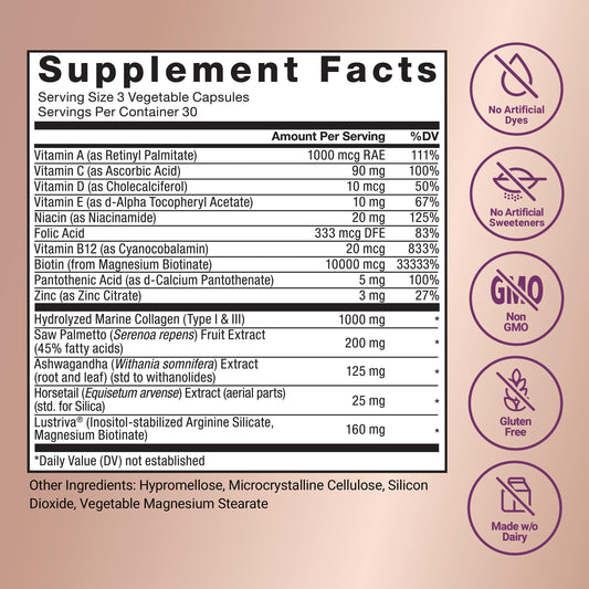 Force Factor Hair Growth Accelerator Soft Chews with Lustriva | Hair Growth Vitamins for Women & Men with Clinically Studied Lustriva & Biotin for Thicker, Fuller Hair, 60 Soft Chews