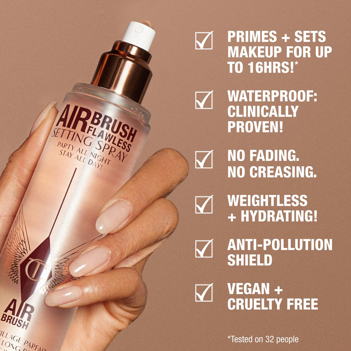 Charlotte Tilbury Airbrush Flawless Setting Spray - Ultra-Fine Hydrating Mist to Prime & Set Face Makeup For Up to 16Hr - Soothes, Blurs Pores & Calms Skin (100ml) Charlotte TilburyBuy Supplements Australia