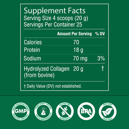 Organika Enhanced Hydrolyzed Collagen Peptides Powder: Easy Absorption Unflavored Collagen Powder for Skin, Hair, Nails, Joints, Muscles, & Gut - Keto, GMO-Free, Grass-Fed (1.1 Pounds)